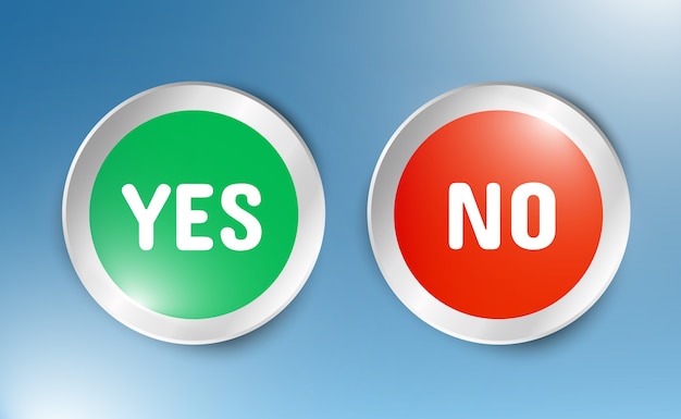 Illustration of yes or no buttons. selection icons on transparent background.