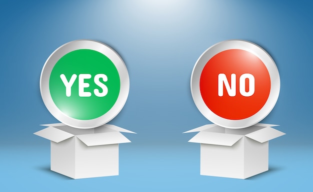 Illustration of yes or no buttons. Selection icons on transparent background.
