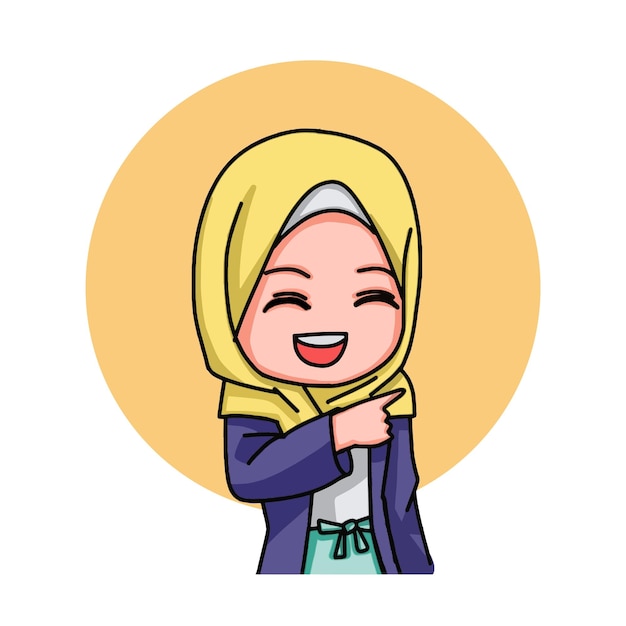 Illustration of young muslim women wearing hijab