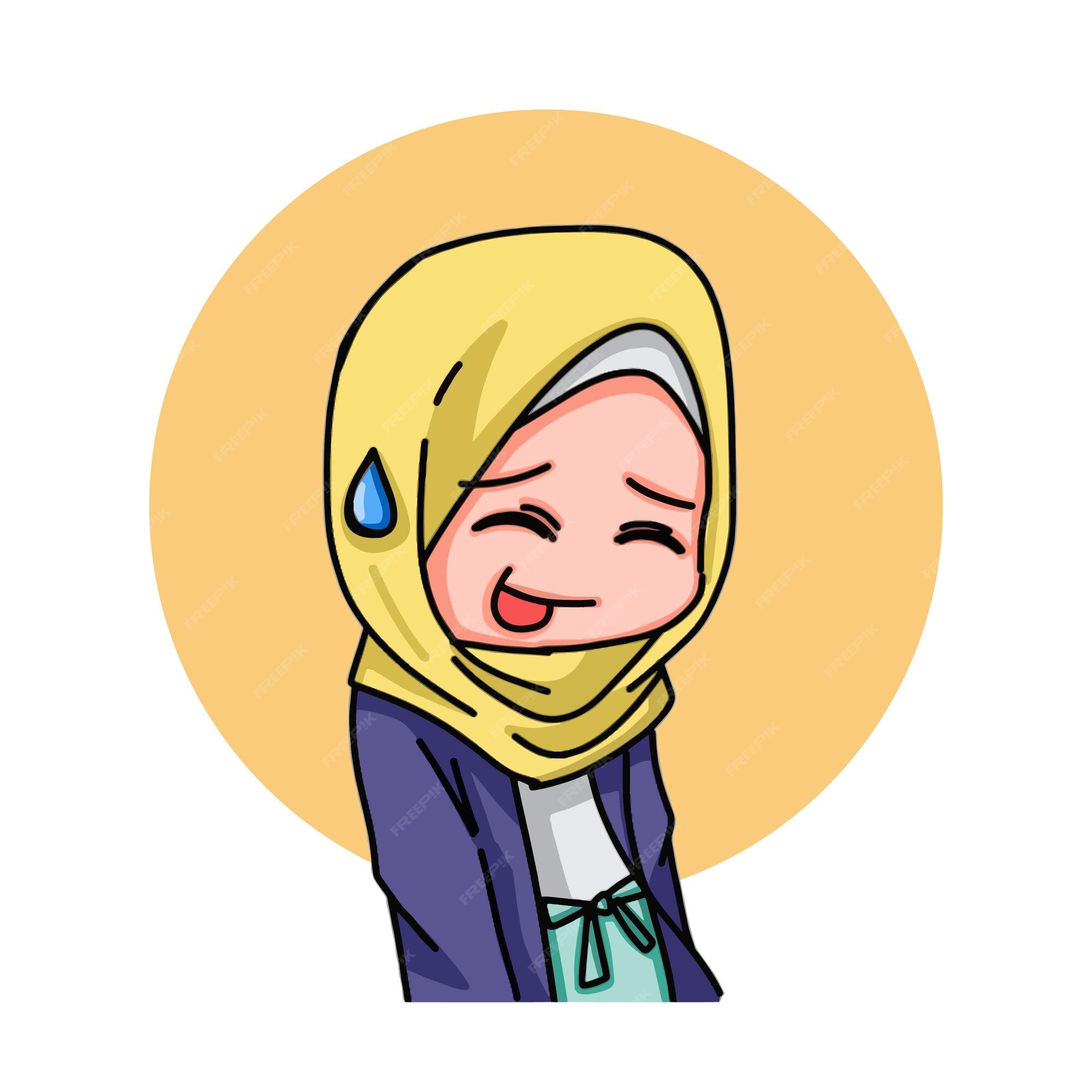 Premium Photo  A cartoon of a girl wearing a hijab and a scarf