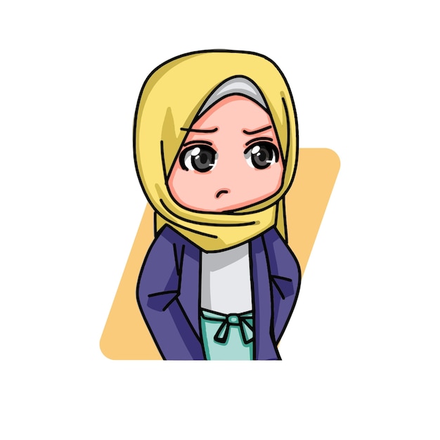 Illustration of young muslim women wearing hijab