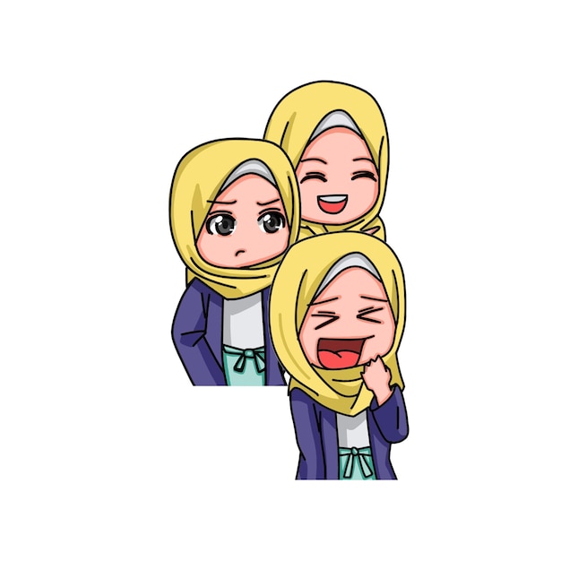 Иллюстрация молодых мусульманок в хиджабе