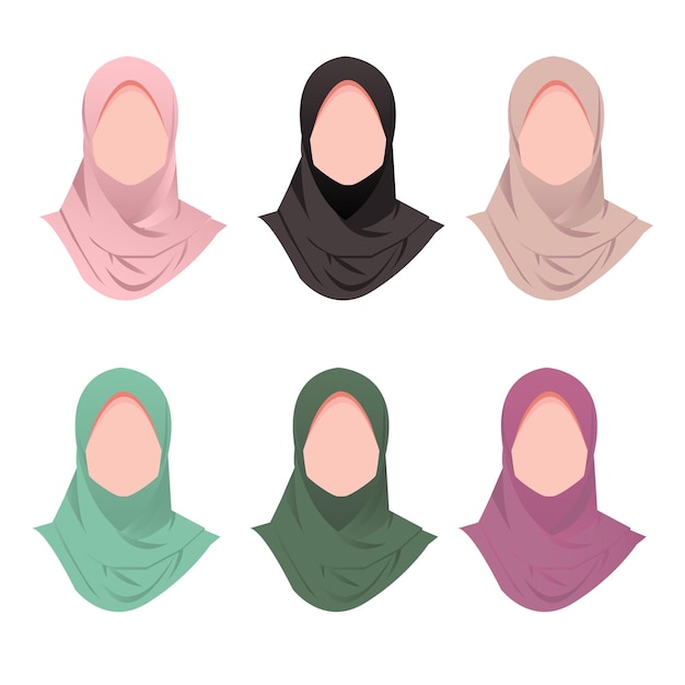 Illustration of young muslim women wearing hijab