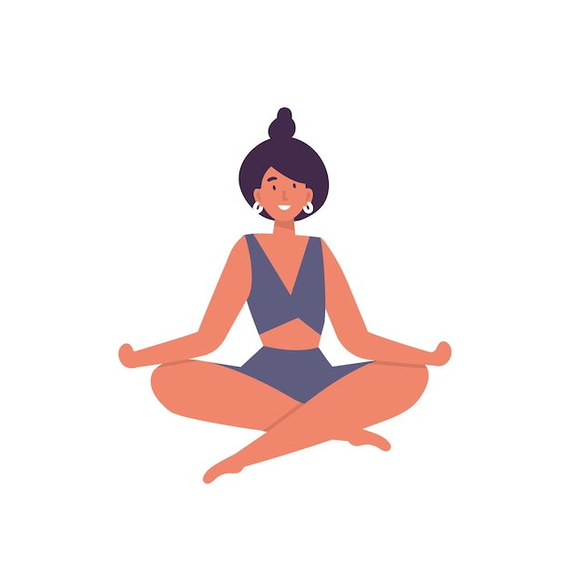 Illustration of young woman doing yoga exercising.