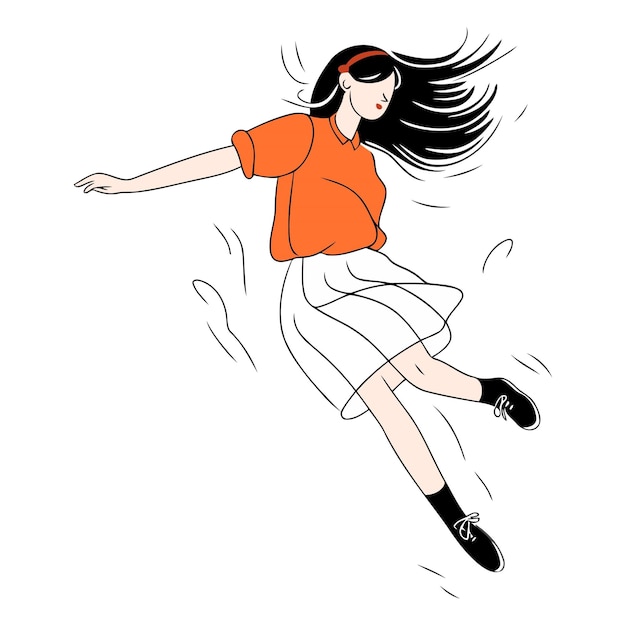 Иллюстрация молодой женщины, прыгающей в воздух