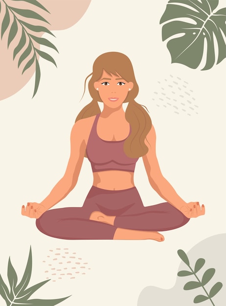 Illustration of young woman meditating