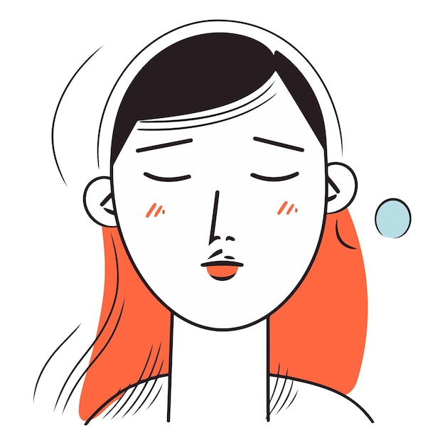 Vector illustration of a young woman with closed eyes