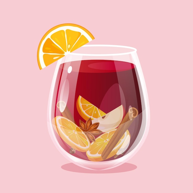 Vector illustration of yummy fruity drink sangria