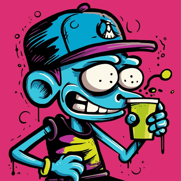 Vector illustration of zombie drinking