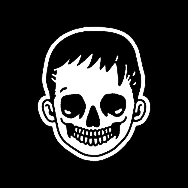 Illustration zombie kids hand drawn technique black and white background