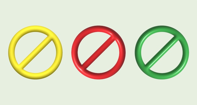 Illustrations 3D stop symbols or caution symbols