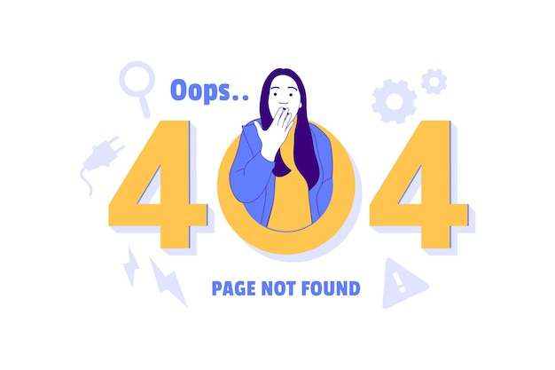 Illustrazioni di una donna arrabbiata per la pagina di destinazione del concetto di design dell'errore oops 404