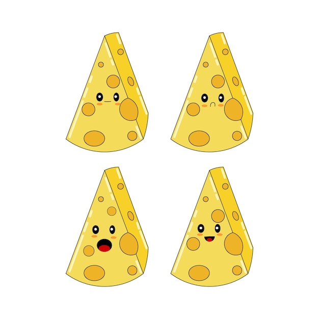 Illustrations Cute Face Cheese Collection