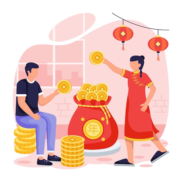 Illustrations Depicting New Year Celebration