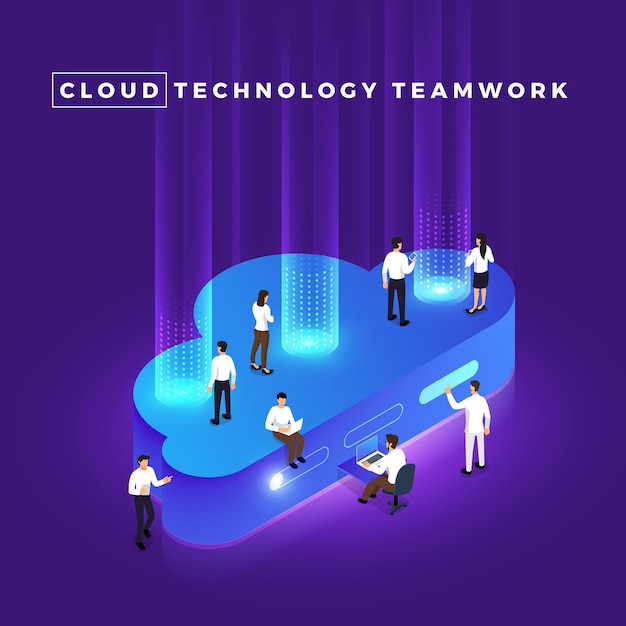 Illustrations design concept digital network with cloud technology
