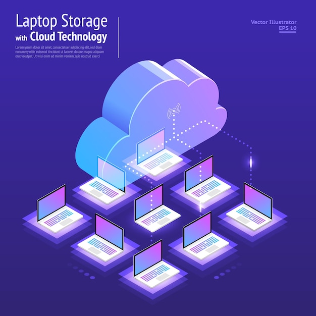 Vector illustrations design concept digital network with cloud technology