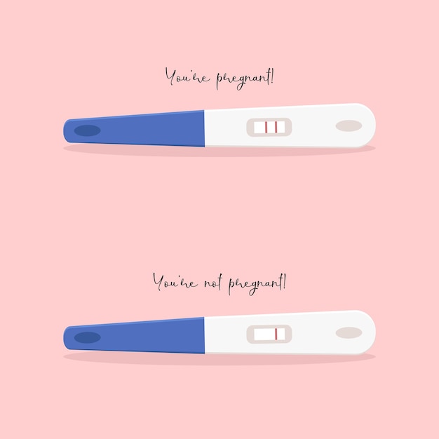 Illustrations of different pregnancy tests negative positive Instructions on pregnant