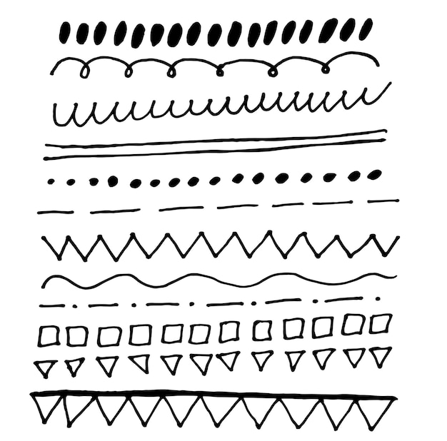 Вектор Иллюстрации каракули набор кистей для элементов дизайна линии пера