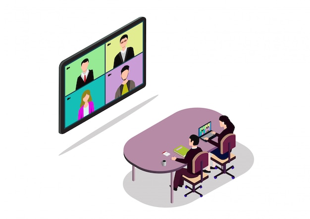 Vector illustrations flat design concept video conference.