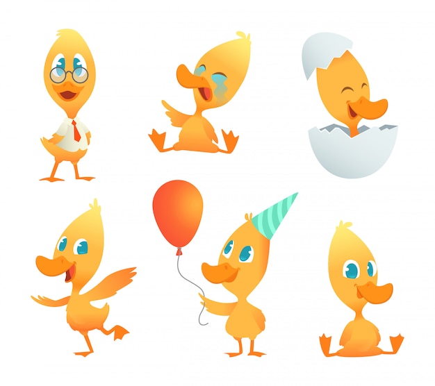 Illustrations  funny duck.  cartoon animals in action poses