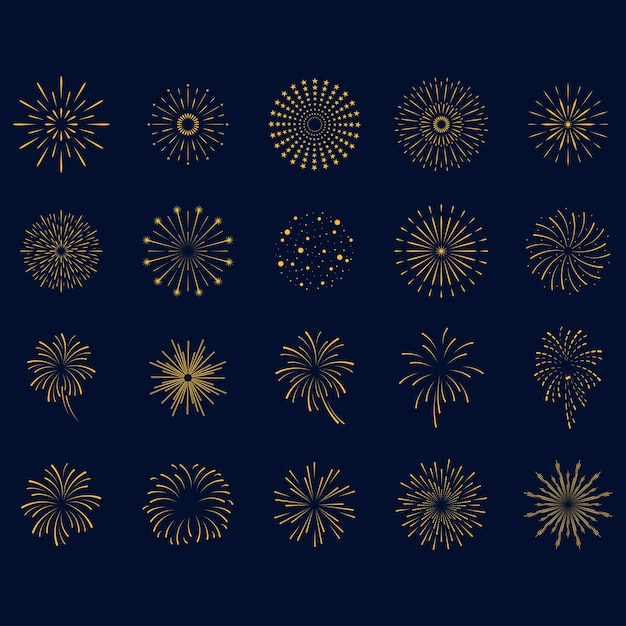 金色の花火のイラスト