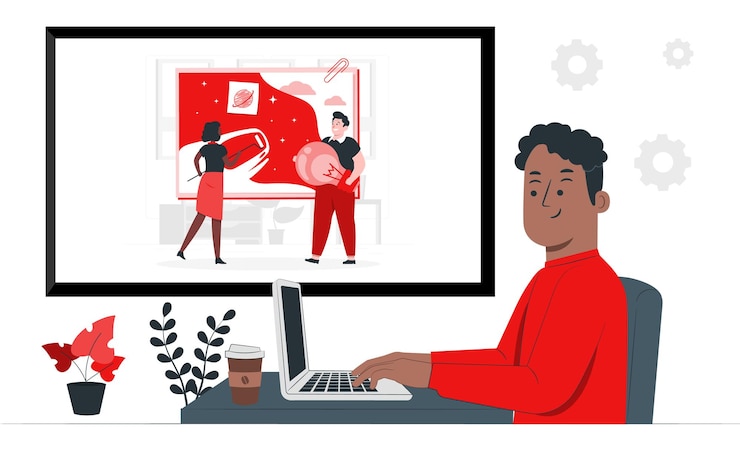 Vector an illustrations of graphic designer artist and digital marketer