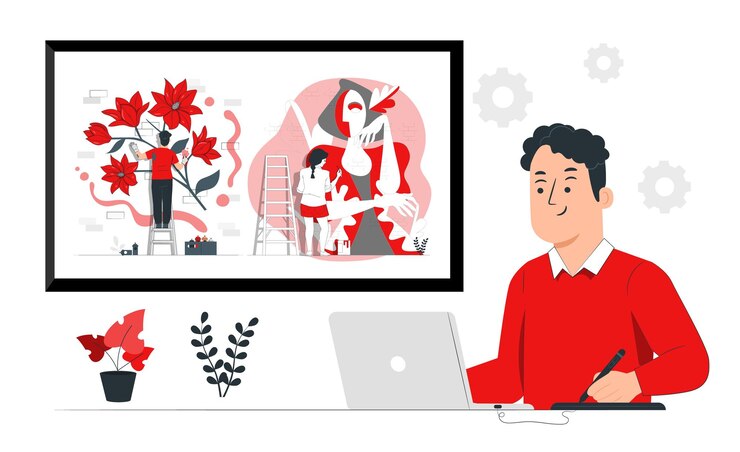 Vector an illustrations of graphic designer artist