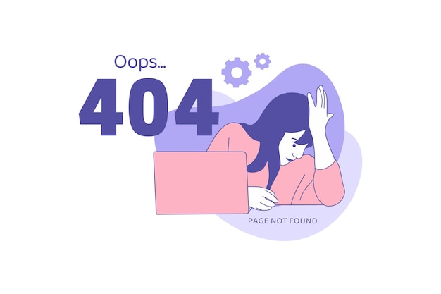 おっと 404 エラー デザイン コンセプトのウェブサイトの否定的な表現怒っているビジネス女性のイラスト