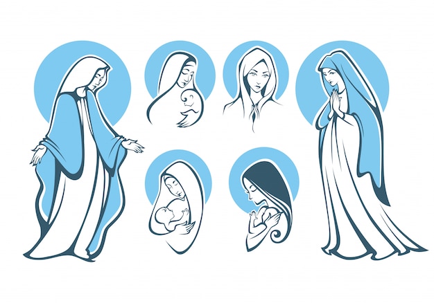 聖母マリアの祈りのイラスト