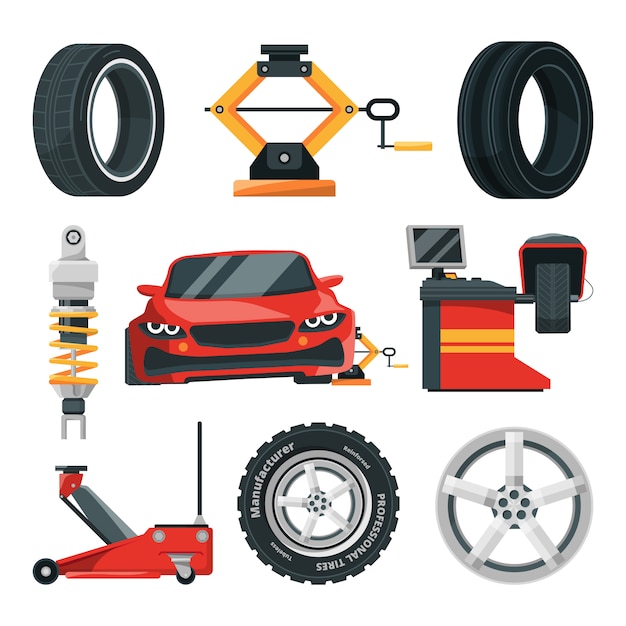 Vector illustrations of tires service