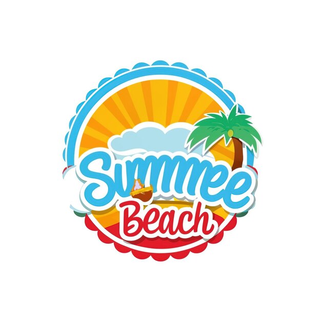 Vector illustrations vector beach summer design sun colorful