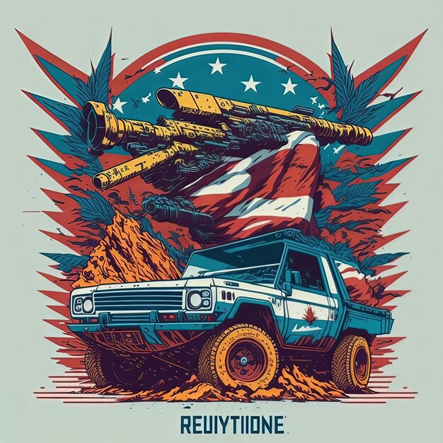 Vector illustrations vector car jeep suv country flag t shirt design