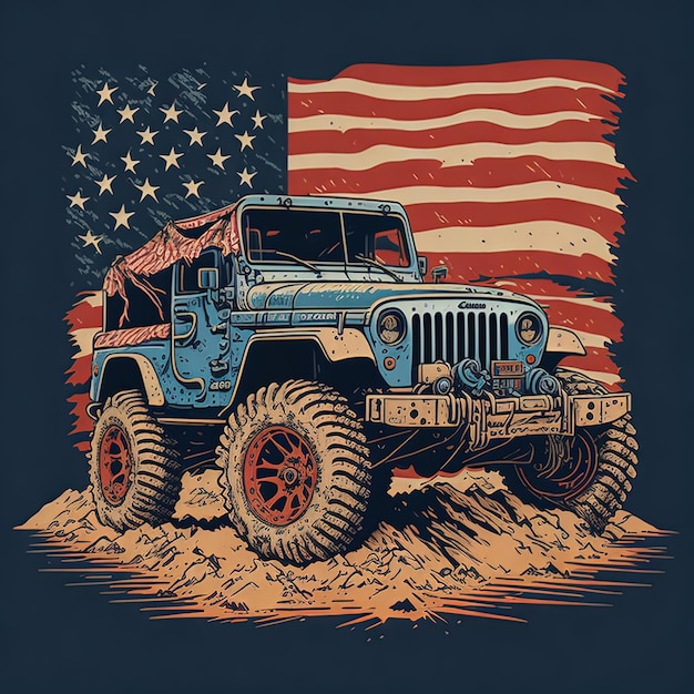 Vector illustrations vector car jeep suv country flag t shirt design