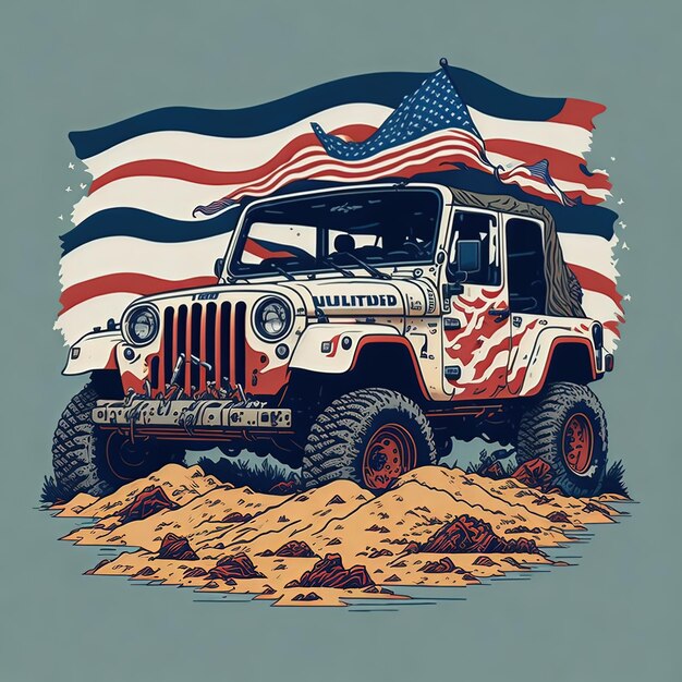 Vector illustrations vector car jeep suv country flag t shirt design