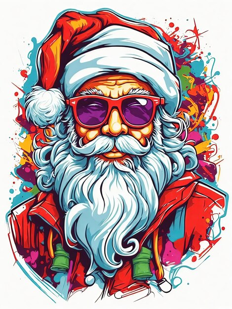 Illustrations vector christmas santa claus with a white beard and a red coat laughing