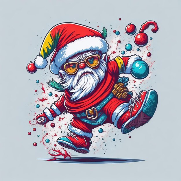 Vector illustrations vector christmas santa claus with a white beard and a red coat laughing