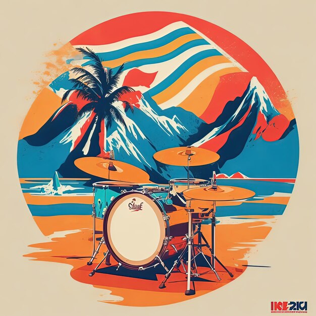 illustrations vector flag drums music colorful