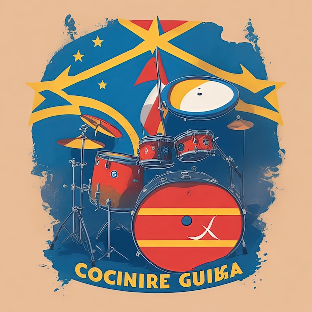 illustrations vector flag drums music colorful