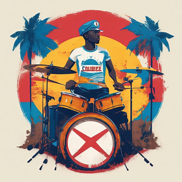 illustrations vector flag drums music colorful