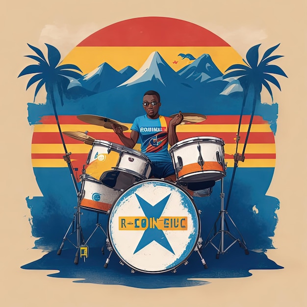 illustrations vector flag drums music colorful