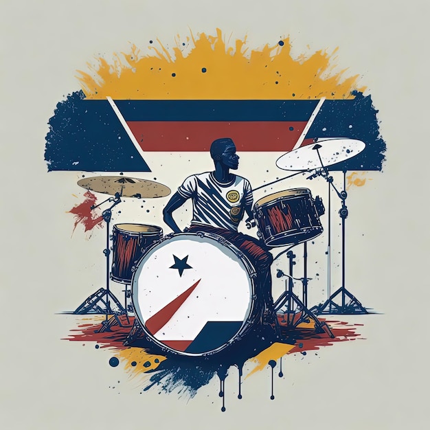 Vector illustrations vector flag drums music colorful