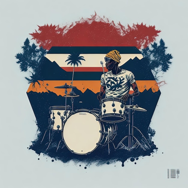 illustrations vector flag drums music colorful