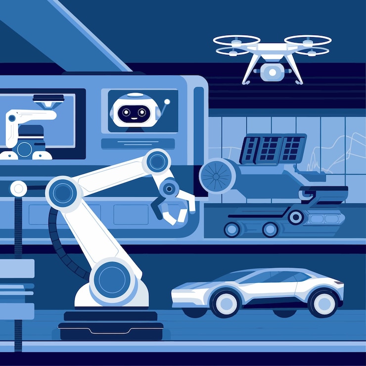 Vector illustrations vector icon for robot and ai in help with work field and life