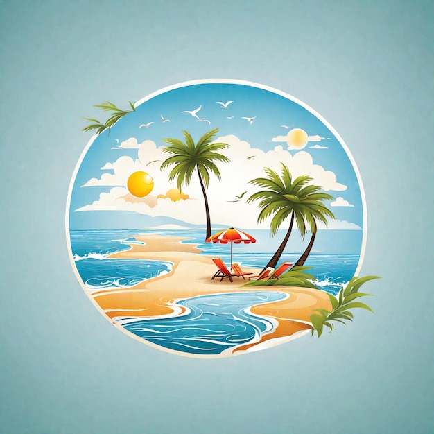 illustrations vector tropical summer sea beach design items