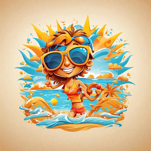 Vector illustrations vector tropical summer sea beach design items