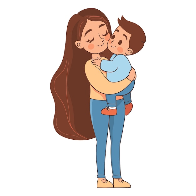 Illustrative depiction of a loving moment between a mother gracefully holding her child