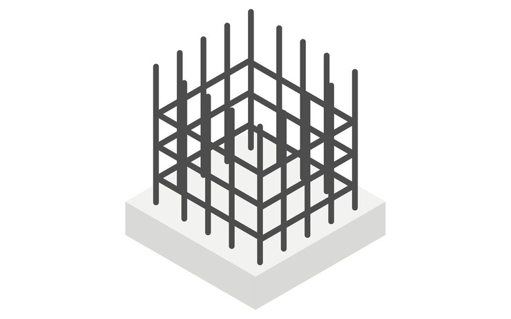 Vector illustrative illustration of building structure isometric illustration of reinforced concrete rc