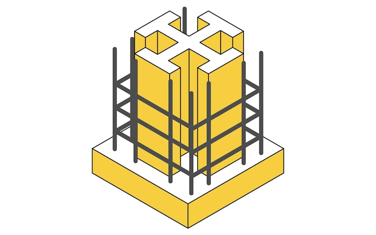 Vector illustrative illustration of building structure isometric illustration of steel reinforced concrete src