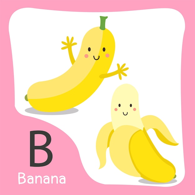 Illustratore di un simpatico alfabeto di frutta a banana