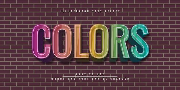 Illustrator Bewerkbaar 3D-teksteffect kleurrijk sjabloonontwerp
